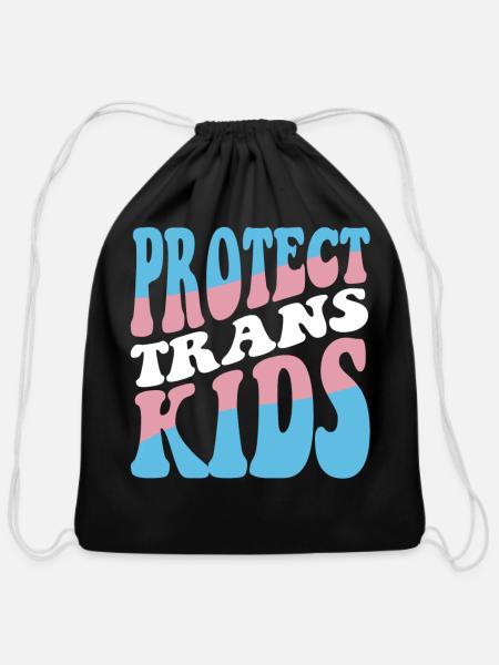 Protect Trans Kids Transgender - Cotton Drawstring Bag - black