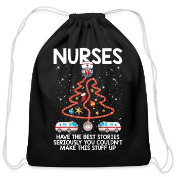 Christmas Tree Stethoscope Nurses - Cotton Drawstring Bag - black - Front