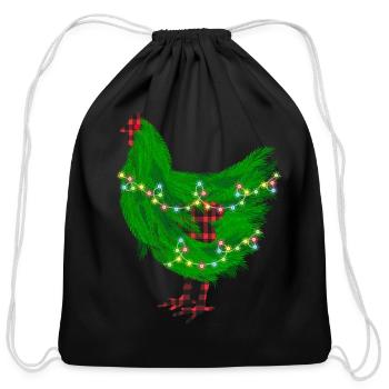 Chicken Christmas Pine Tree - Cotton Drawstring Bag - black - Front
