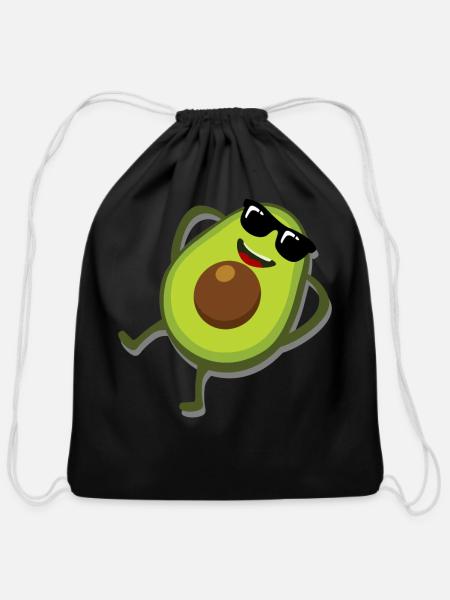 Avocado with Sunglasses Avocados - Cotton Drawstring Bag - black