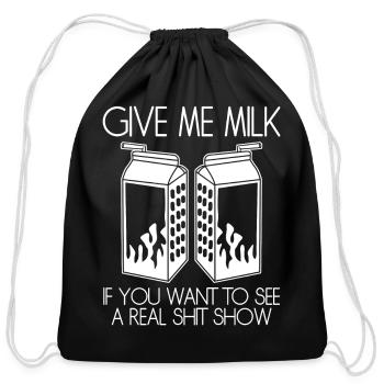 Lactose intolerance - Cotton Drawstring Bag - black - Front