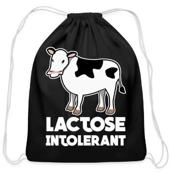 Lactose Intolerant Cow - Cotton Drawstring Bag - black - Front