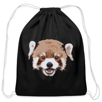Red Panda Surprise - Cotton Drawstring Bag - black - Front