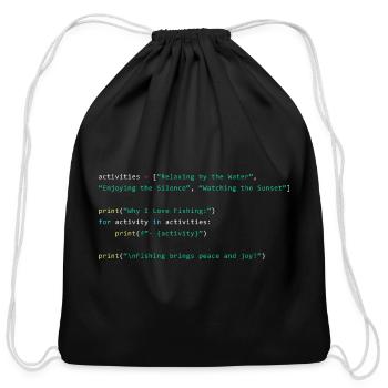 WHY I LOVE FISHING PYTHON CODE - Cotton Drawstring Bag - black - Front