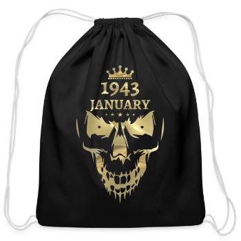 1943 January skull gold - Cotton Drawstring Bag - black - Front