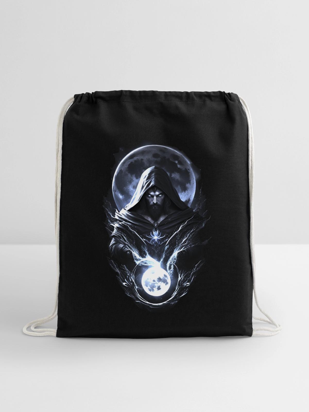 Moon wizard - Cotton Drawstring Bag - black - Front