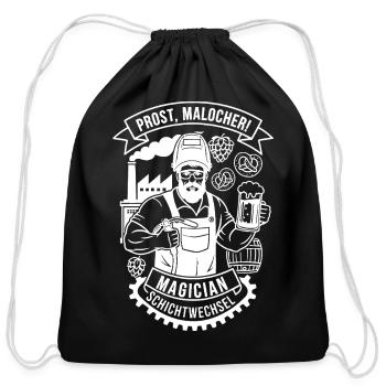 Welder Magician Prost Malocher Blue Collar Beer - Cotton Drawstring Bag - black - Front