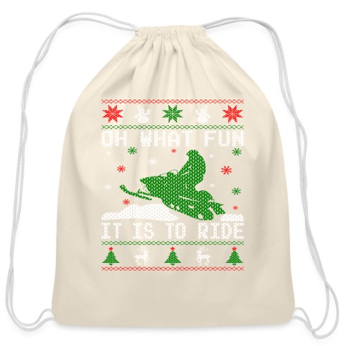 Oh What Fun Snowmobile Ugly Sweater style - Cotton Drawstring Bag