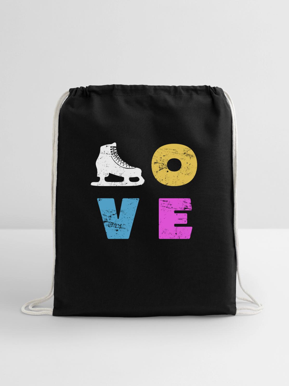 Figure Skating - Cotton Drawstring Bag - black - Front