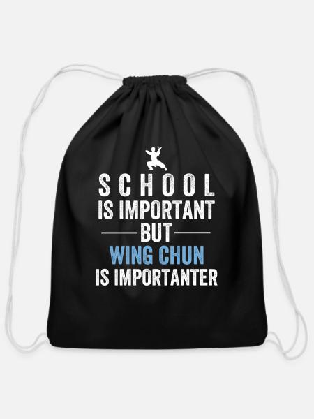 Wing Chun School - Cotton Drawstring Bag - black