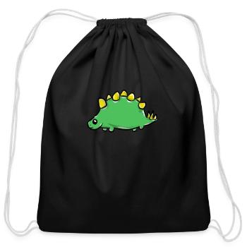 Dinosaur - Cotton Drawstring Bag - black - Front