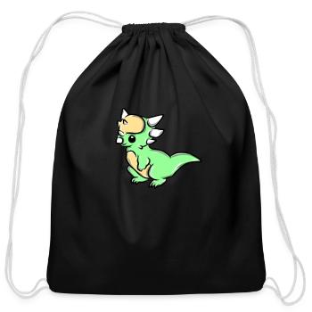 Dinosaur - Cotton Drawstring Bag - black - Front