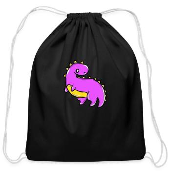 Dinosaur - Cotton Drawstring Bag - black - Front