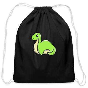 Dinosaur - Cotton Drawstring Bag - black - Front