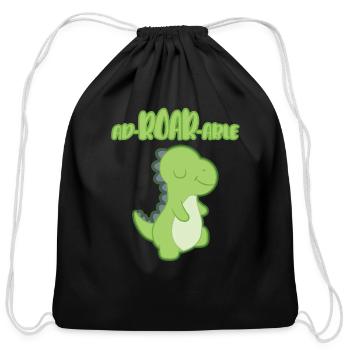 Dinosaur - Cotton Drawstring Bag - black - Front