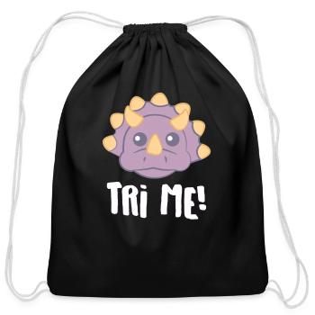Dinosaur - Cotton Drawstring Bag - black - Front