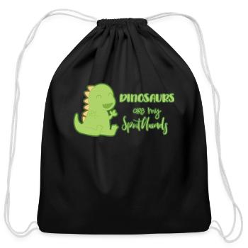 Dinosaur - Cotton Drawstring Bag - black - Front