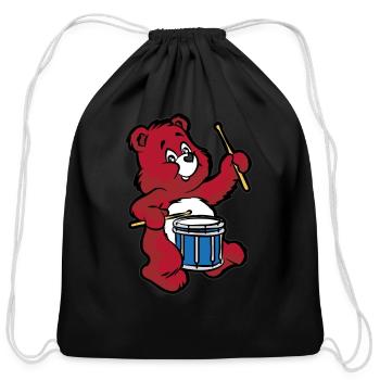 TEDDY BEAR DRUMS Drummer Marching Band Snare Drum - Cotton Drawstring Bag - black - Front