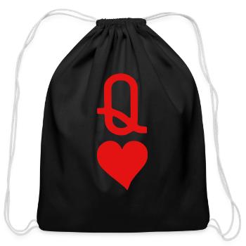 Queen of Hearts Sleeve Baseball Vintage Cotton Pol - Cotton Drawstring Bag - black - Front