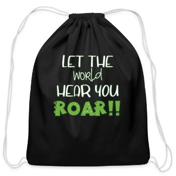 Dinosaur - Cotton Drawstring Bag - black - Front