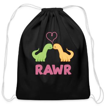 Dinosaur Love - Cotton Drawstring Bag - black - Front