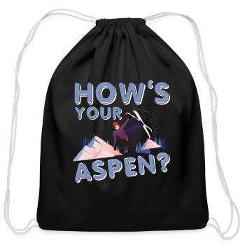 How's Your Aspen Funny Skiing - Cotton Drawstring Bag - black - Front