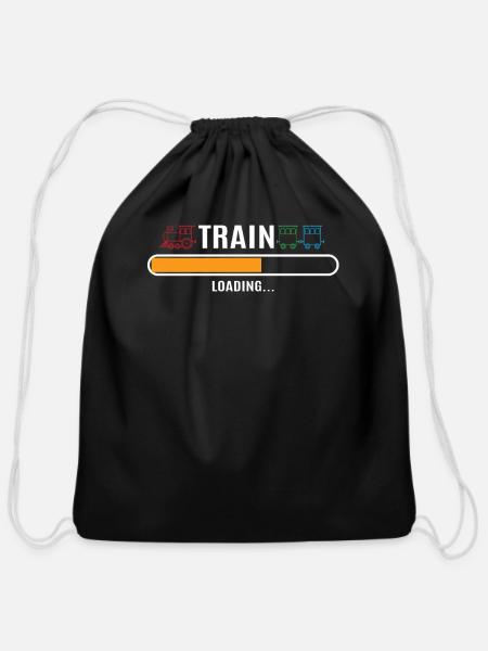 Train Trains Model Railroad Railway Gift - Cotton Drawstring Bag - black