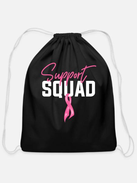 Support Squad Breast Cancer - Cotton Drawstring Bag - black