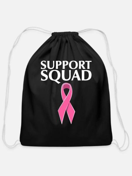Breast Cancer Awareness - Cotton Drawstring Bag - black
