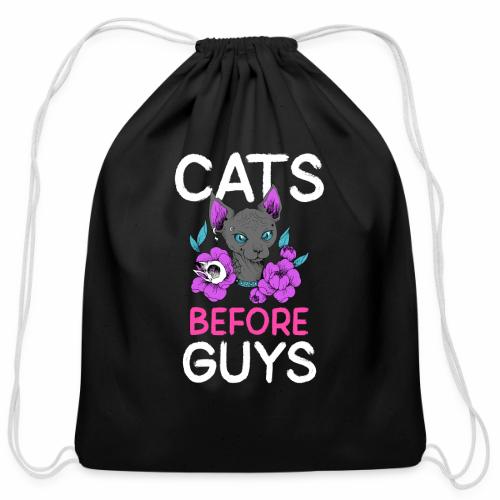 punk cats before guys heart anti valentines day - Cotton Drawstring Bag