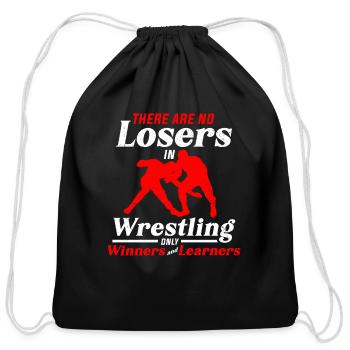 Wrestling Gifts for a Wrestling Fan - Cotton Drawstring Bag - black - Front