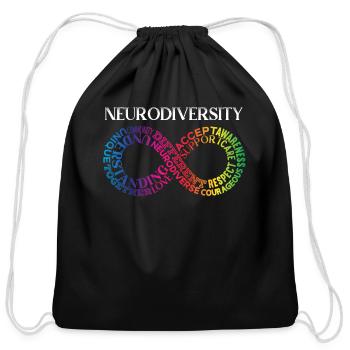 Neurodiversity Neurodivergent Rainbow Infinity - Cotton Drawstring Bag - black - Front