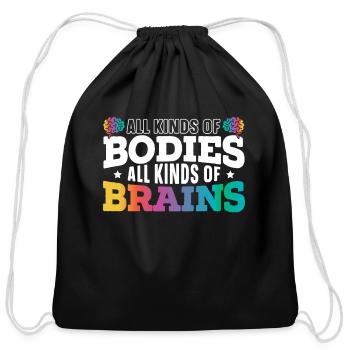All Kinds Of Bodies All Kinds Of Brains ADHD ASD - Cotton Drawstring Bag - black - Front