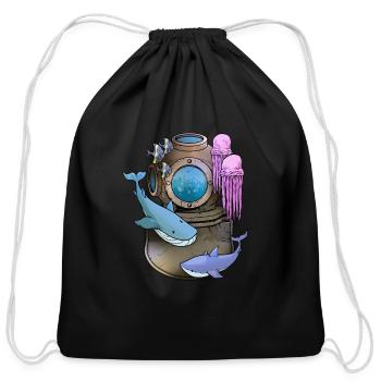 Deep Sea Scuba Diver Gift - Cotton Drawstring Bag - black - Front