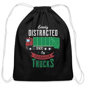 Funny Garbage Truck Garbage Trucks Fan - Cotton Drawstring Bag - black - Front