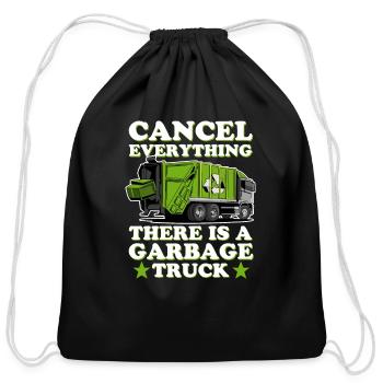 Garbage Truck Design for a Garbage Truck Expert - Cotton Drawstring Bag - black - Front
