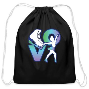 Figure Skating Love Ice Skating Skate - Cotton Drawstring Bag - black - Front
