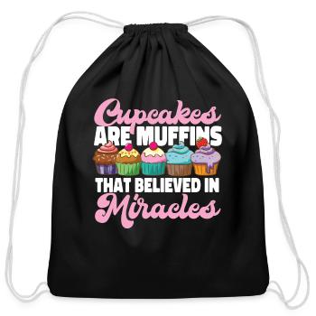 Bake Baking Cupcake Muffin - Cotton Drawstring Bag - black - Front