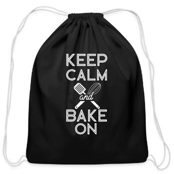 Bake Baking Keep Calm And Bake On - Cotton Drawstring Bag - black - Front