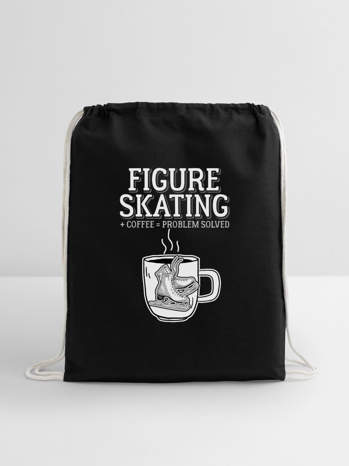 Figure Skating - Cotton Drawstring Bag - black - Front