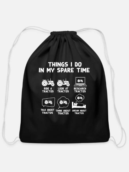 Funny Tractor Farmer Tractors Lover - Cotton Drawstring Bag - black