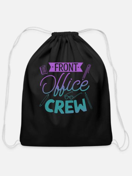 Front Office Crew Funny Office Manager - Cotton Drawstring Bag - black