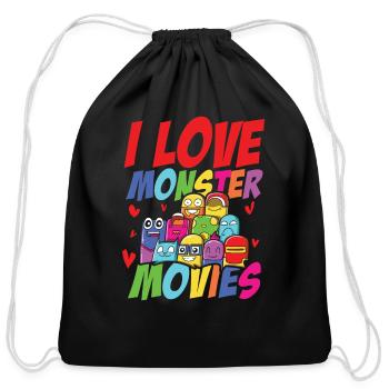 I Love Monster Movies - Cotton Drawstring Bag - black - Front
