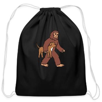 Bigfoot Sasquatch Walking Dogue De Bordeaux - Cotton Drawstring Bag - black - Front