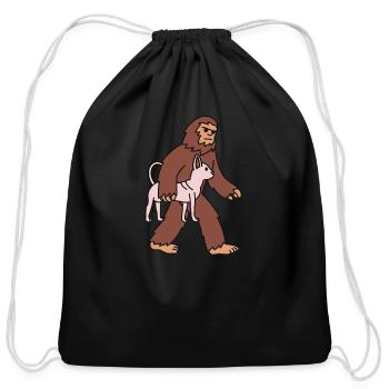 Bigfoot Sasquatch Walking Sphynx Cat - Cotton Drawstring Bag - black - Front