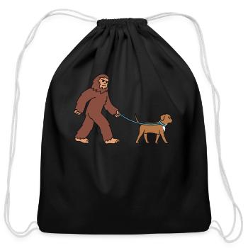 Bigfoot Sasquatch Walking Dogue De Bordeaux - Cotton Drawstring Bag - black - Front