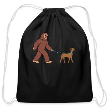 Bigfoot Sasquatch Walking Rhodesian Ridgeback - Cotton Drawstring Bag - black - Front