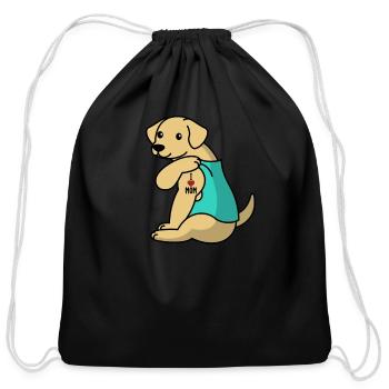 I Love Mom Tattoo Labrador - Cotton Drawstring Bag - black - Front