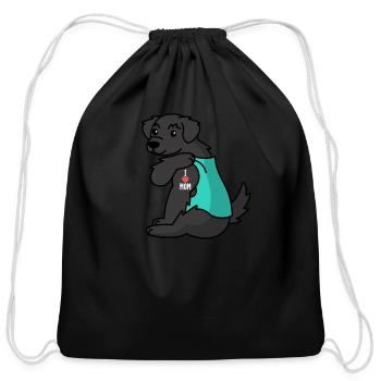 I Love Mom Tattoo Newfoundland Dog - Cotton Drawstring Bag - black - Front