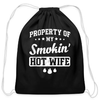 I Love My Hotwife Funny Love - Cotton Drawstring Bag - black - Front